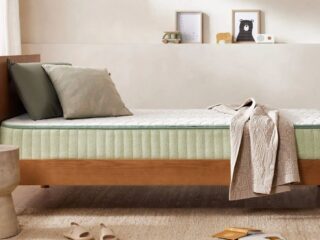 Minimalist bedroom with single bed.