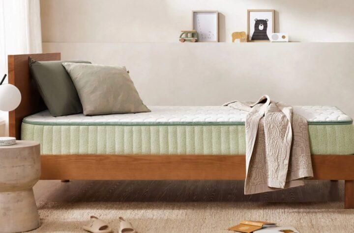 Minimalist bedroom with single bed.