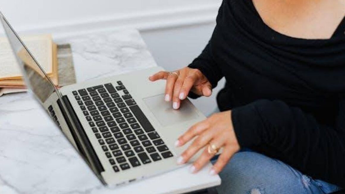 Person using a laptop